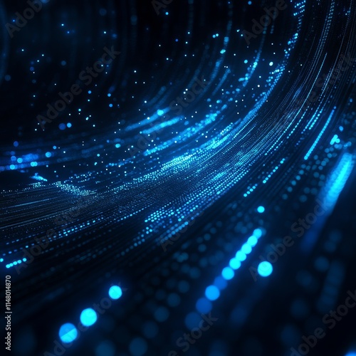 Digital Blue Wave of Light Particles Creating a Mesmerizing Flow in a Dynamic Abstract Background Design