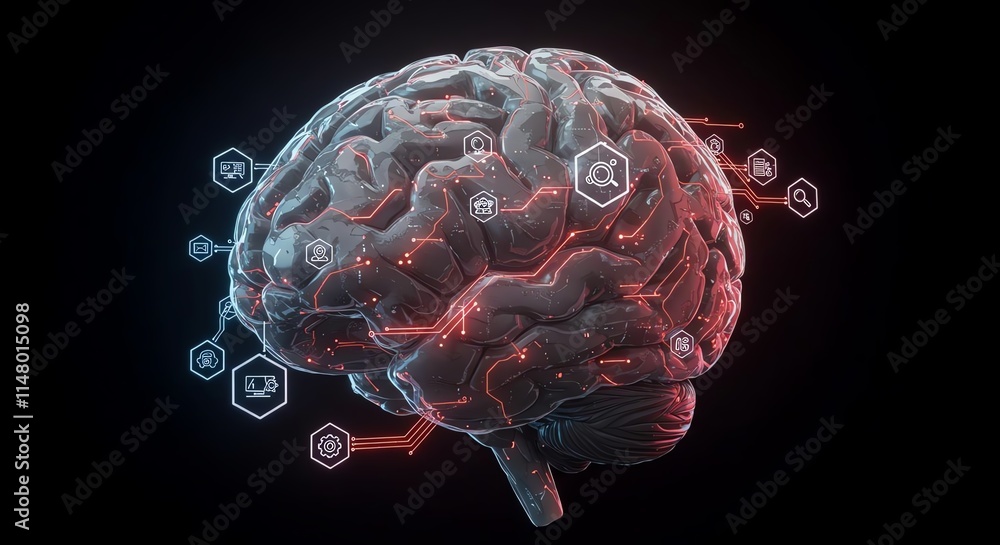 Human Brain AI Technology Network Concept Human Brain AI Technology Network Concept