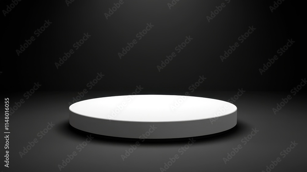 White Circular Platform On Dark Background White Circular Platform On Dark Background