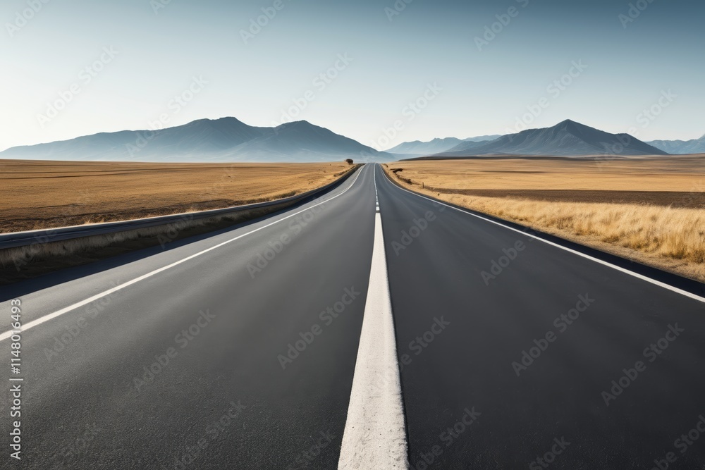 there is a long empty road with mountains in the distance there is a long empty road with mountains in the distance