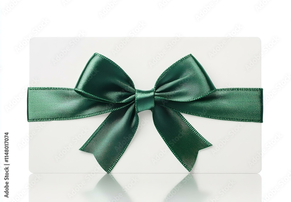 gift card with green ribbon bow Isolated on white background gift card with green ribbon bow Isolated on white background