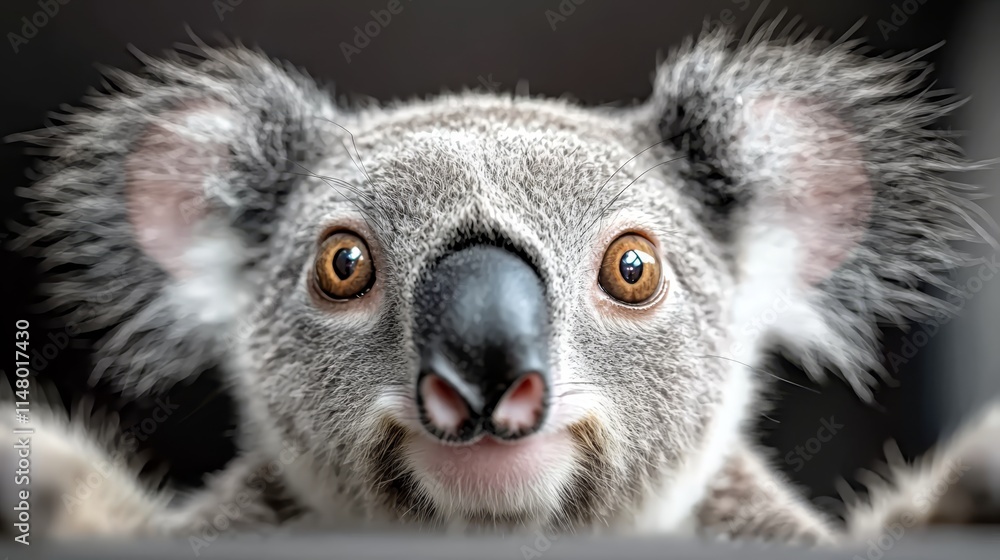 A close up of a koala bear looking at the camera A close up of a koala bear looking at the camera
