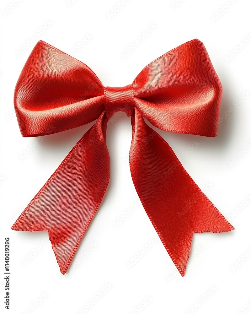 Red ribbon bow isolated on white background clipping path full depth of field Red ribbon bow isolated on white background clipping path full depth of field