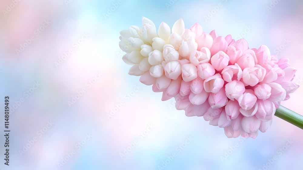 A pink and white flower on a blue and pink background A pink and white flower on a blue and pink background