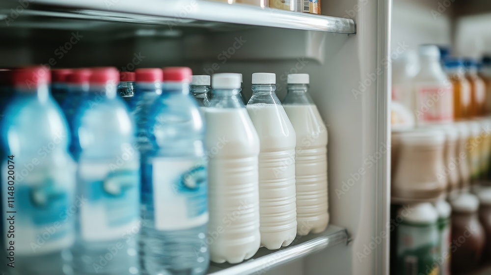 Refrigerator Shelf Milk Bottles, Water Bottles, and Drinks Refrigerator Shelf Milk Bottles, Water Bottles, and Drinks