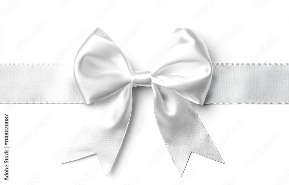 Naklejka premium White ribbon with gift bow isolated on white.