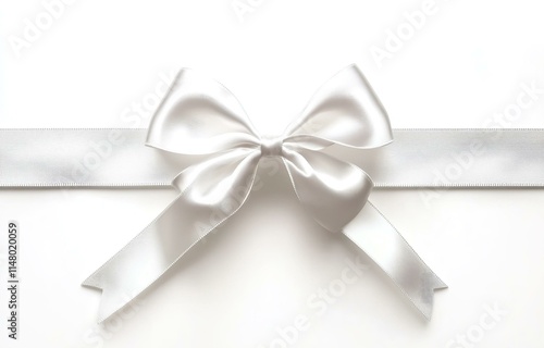 White ribbon with gift bow isolated on white.