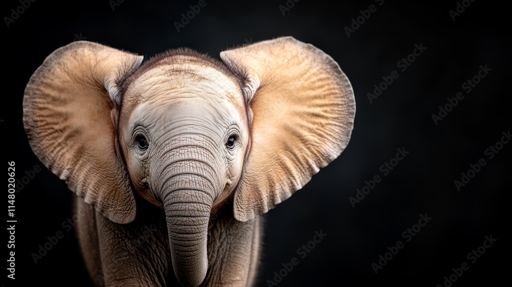 Obraz premium A baby elephant with a black background
