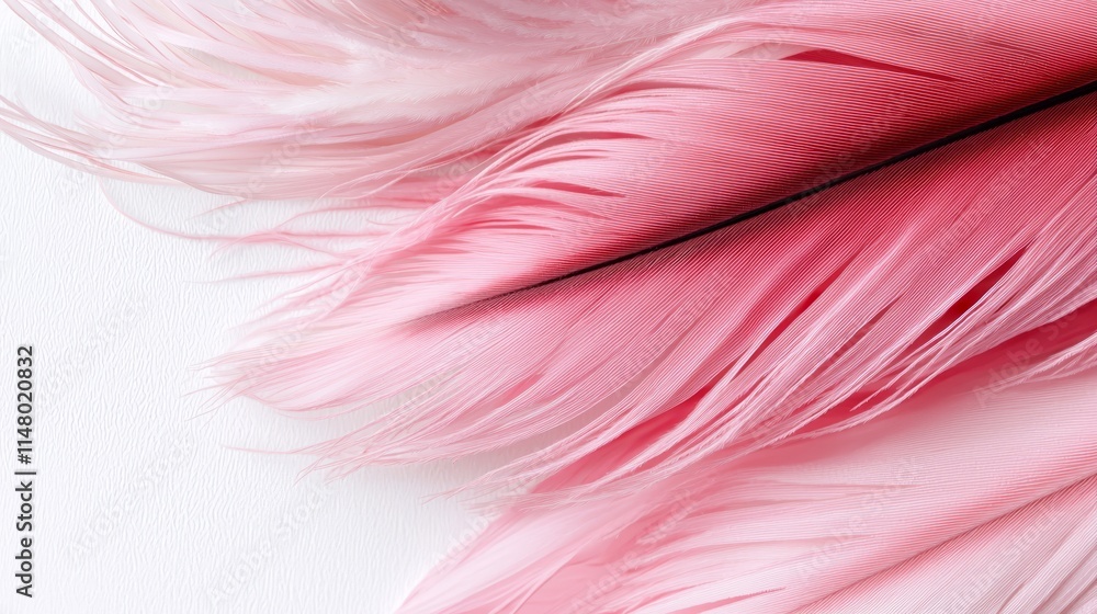 Fototapeta premium A close up of a pink feather on a white surface