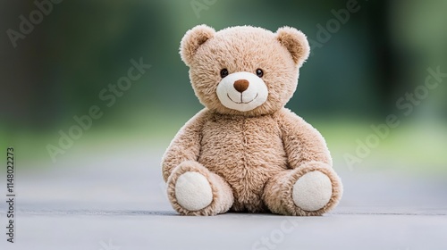 Cute Teddy Bear Outdoors  Soft Toy  Plush Animal  Nature Background