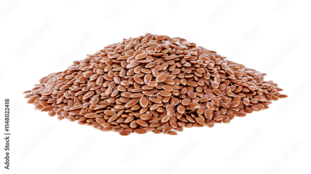 Obraz premium Pile of Flaxseeds Isolated on White Background for Healthy Living