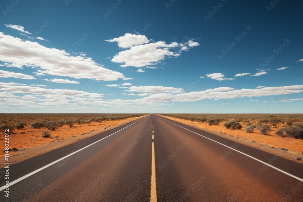 Naklejka premium there is a long road that is empty in the middle of the desert