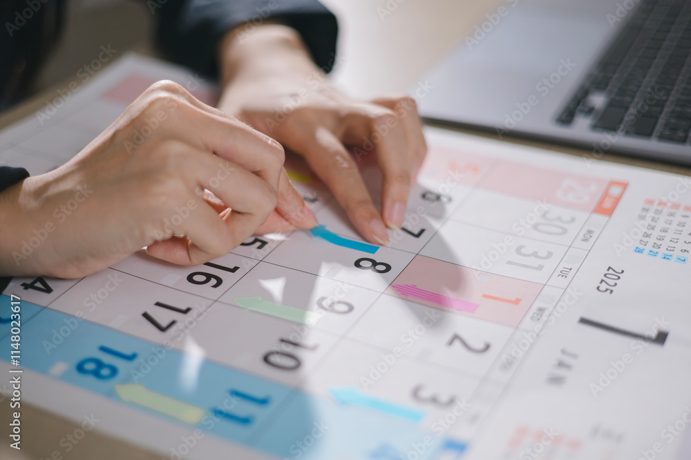 Event Planner Schedule Schedule 2025 Plan Event Schedule Businesswoman Sticking Notes on Calendar on Office Desk Event Plan Calendar Planning Event Planner Schedule Schedule 2025 Plan Event Schedule Businesswoman Sticking Notes on Calendar on Office Desk Event Plan Calendar Planning
