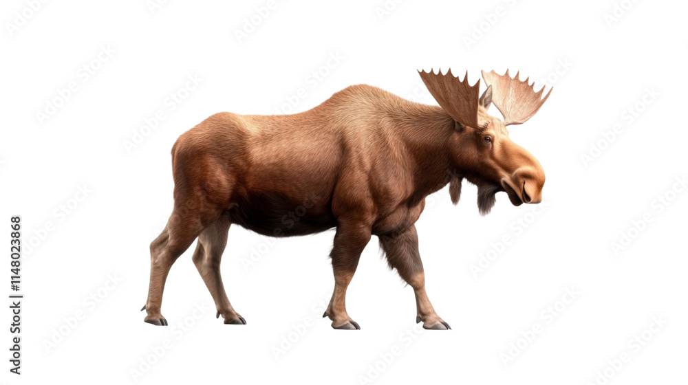 Majestic Moose Isolated on White Background. Generative AI Majestic Moose Isolated on White Background. Generative AI