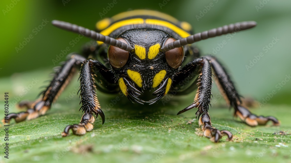 Fototapeta premium A close up of a beetle on a leaf