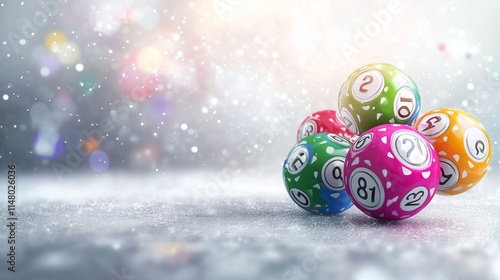 3D Colorful Lottery Balls with Numbers on White Background: Bright and Detailed Focus. AI generated illustration