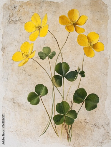 wild flower yellow bermuda buttercup Oxalis pes-caprae photo