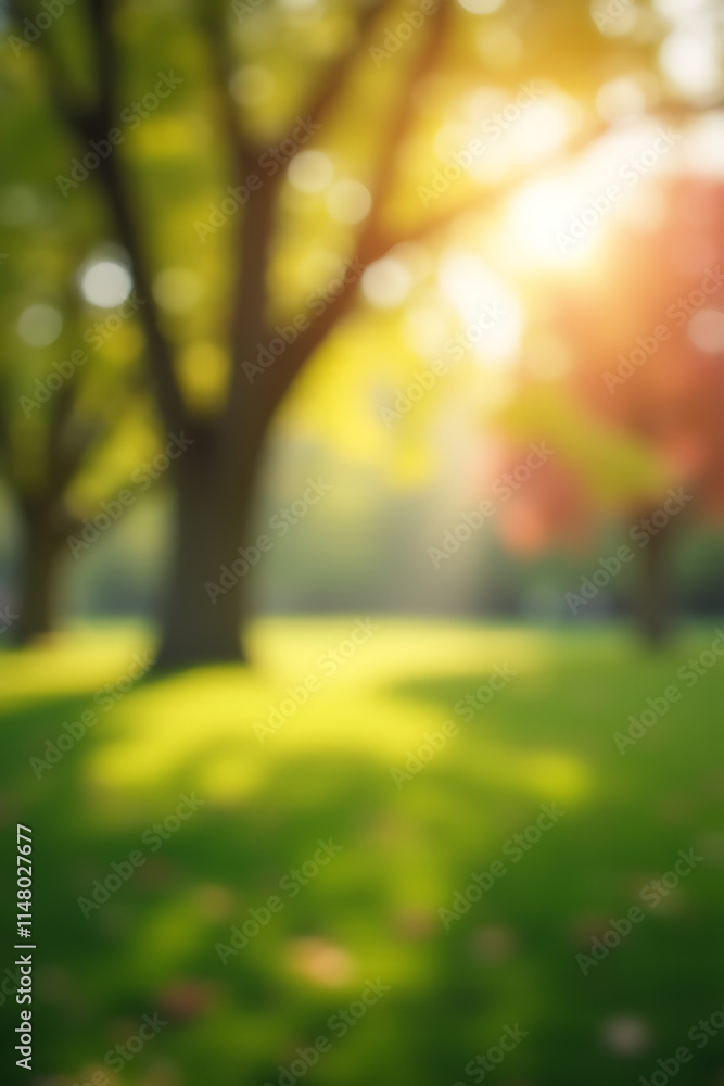 A blurred bokeh effect features a lush tree garden in a serene morning backdrop of vibrant spring or summer colors._00001_ A blurred bokeh effect features a lush tree garden in a serene morning backdrop of vibrant spring or summer colors._00001_