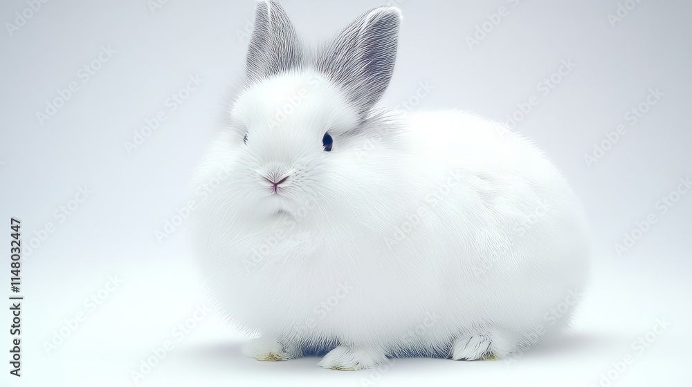 Obraz premium Adorable Fluffy White Bunny Rabbit Portrait