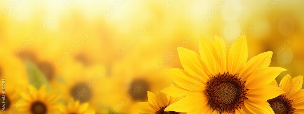 Fototapeta premium Vibrant Sunflower Bloom in a Beautiful Garden Setting Surrounded by Warm Sunlight and Soft Focus Background