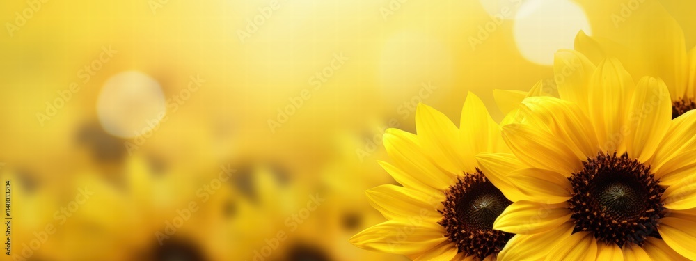Fototapeta premium Bright and Cheerful Sunflowers Bathed in Warm Sunlight in a Beautiful Garden Setting, Capturing the Essence of Nature's Beauty and Vibrant Colors