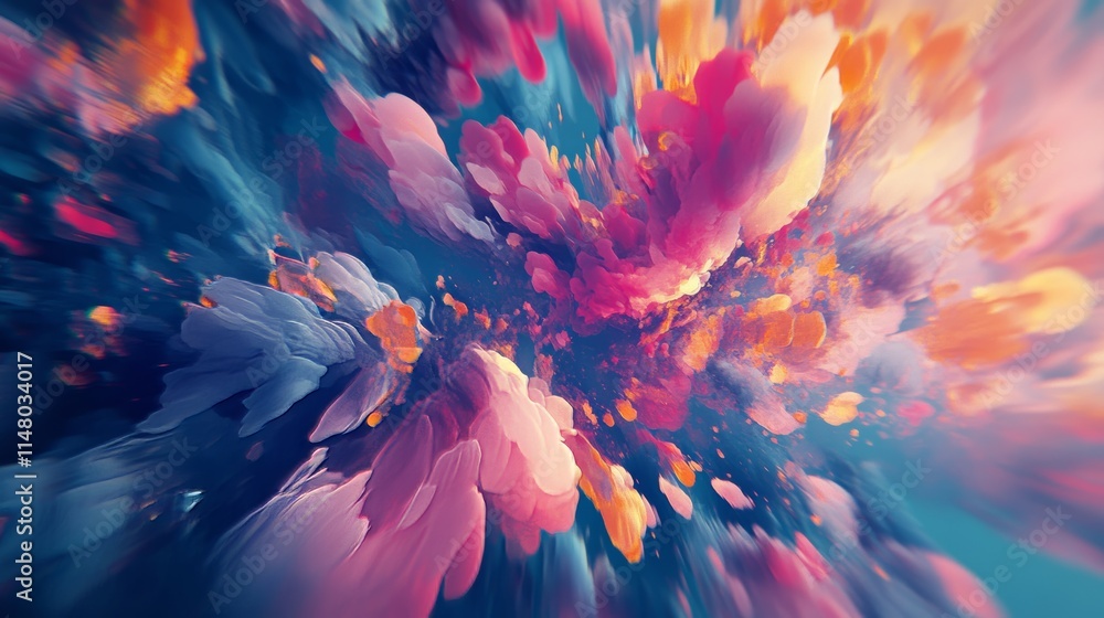 Obraz premium A dynamic burst of colorful paint in motion, showcasing vibrant energy and creativity in an abstract visual.