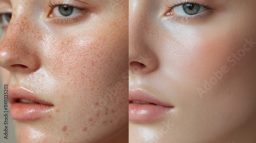 Before After Skin Transformation Freckles, Pores, and Complexion Improvement