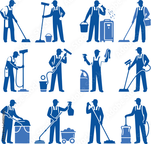 Cleaning service icons set.