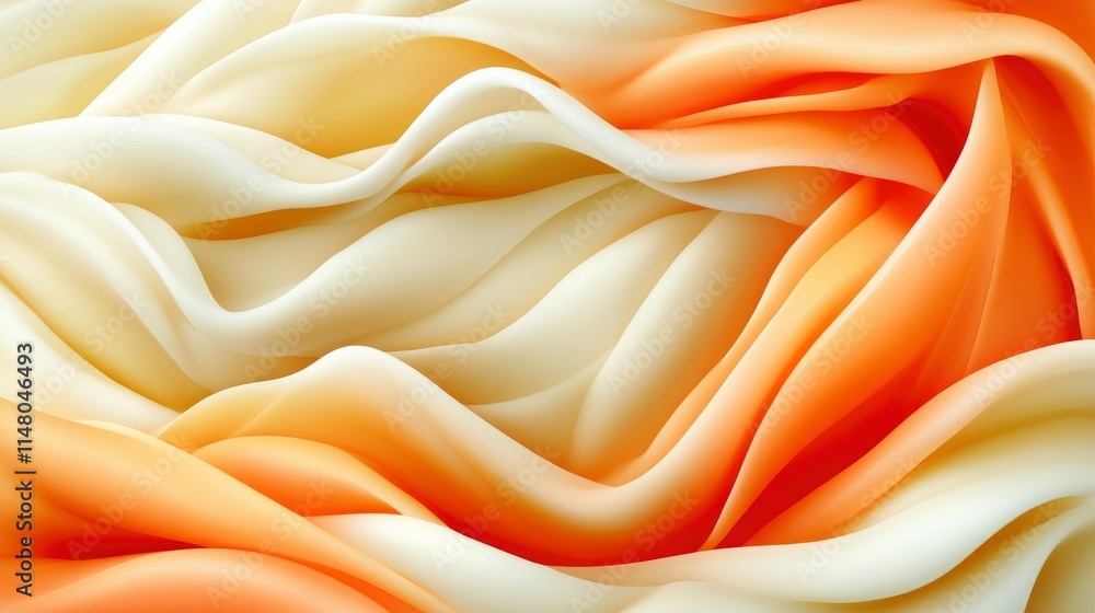 Obraz premium Abstract Draped Fabric in Warm Orange and Cream Tones