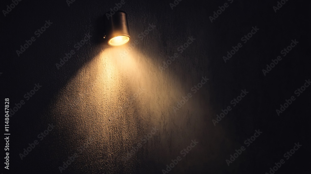 Stunning wall-mounted light with a warm glow illuminating a textured dark surface Stunning wall-mounted light with a warm glow illuminating a textured dark surface