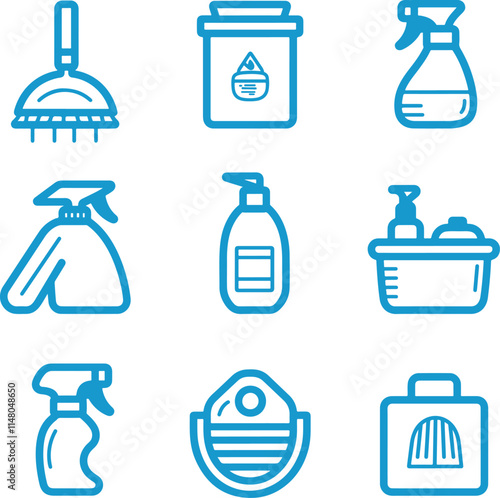 Cleaning supplies icons set. (2)