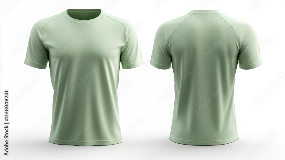 Seamless 3D Mockup of Seafoam T-shirt Isolated on White. Generative AI Seamless 3D Mockup of Seafoam T-shirt Isolated on White. Generative AI