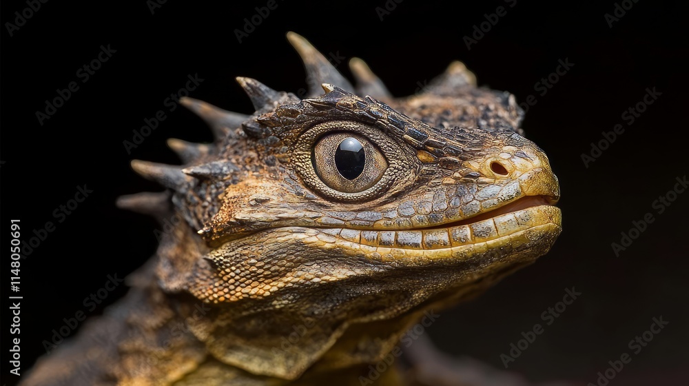 Fototapeta premium Closeup Portrait of a Spiny Helmeted Lizard