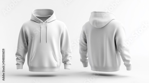 White Hoodie Mockup Isolated on White Background. Generative AI
