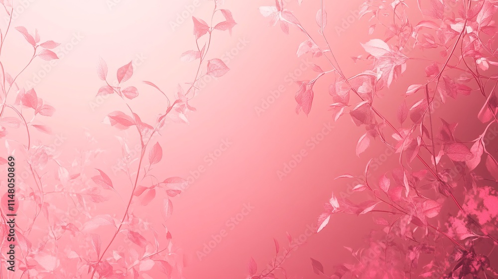 Delicate Pink Floral Background with Subtle Leaf Patterns for Aesthetic Designs Delicate Pink Floral Background with Subtle Leaf Patterns for Aesthetic Designs