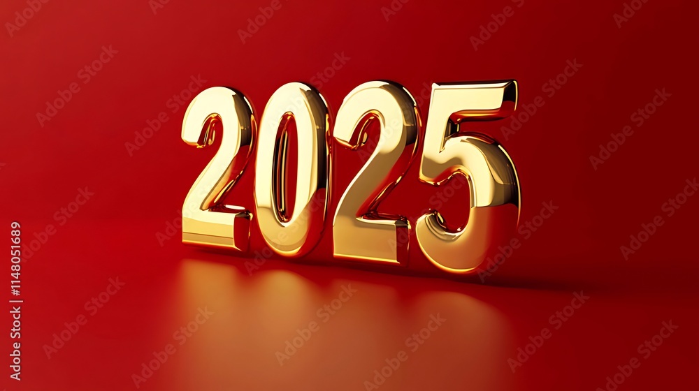 Shiny gold 2025 numerals on red background. (1) Shiny gold 2025 numerals on red background. (1)