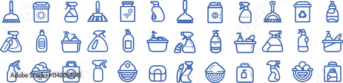 Cleaning supplies icons set.