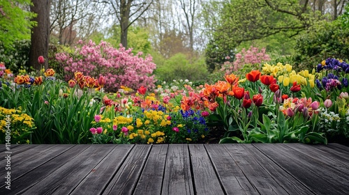 Wallpaper Mural Vibrant Flower Garden with Colorful Blooms Surrounded by Lush Greenery in Spring Torontodigital.ca