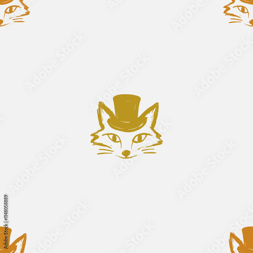 Seamless vector pattern with cute draw fox. Simple doodle style. Colorful animal wallpapers	
