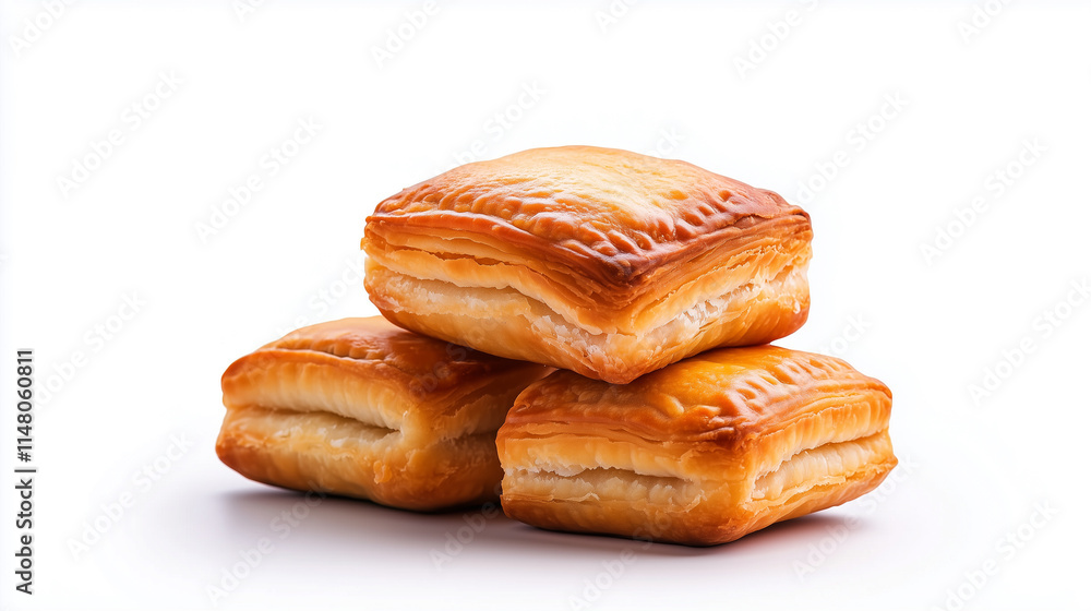 Delicious puff pastry stacked neatly, showcasing its flaky layers and golden brown crust. Perfect for desserts or savory dishes, these pastries are delightful treat. Delicious puff pastry stacked neatly, showcasing its flaky layers and golden brown crust. Perfect for desserts or savory dishes, these pastries are delightful treat.