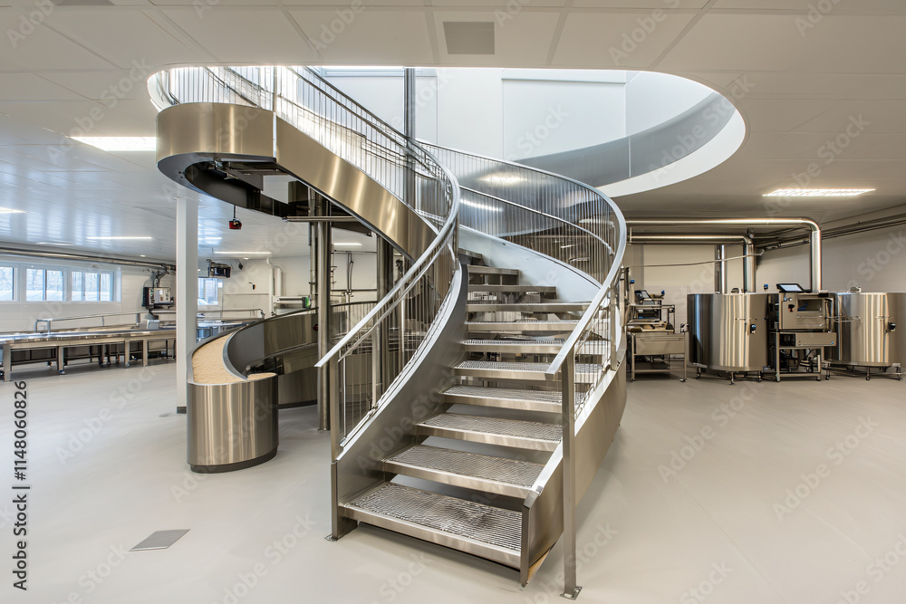 Fototapeta premium hemp oil packaging station, sustainable materials, clean industrial environment