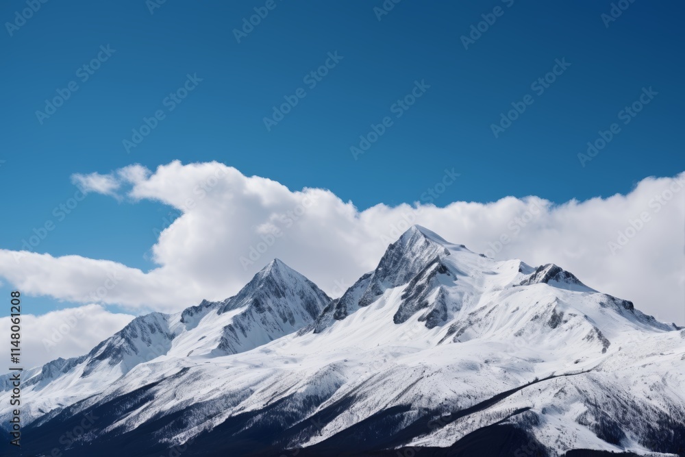 mountains covered in snow and clouds with a blue sky mountains covered in snow and clouds with a blue sky