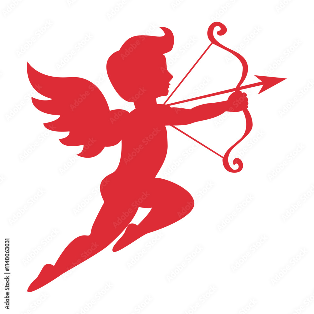 Fototapeta premium Simple silhouette of Cupid, ideal as a design element for love and romance projects