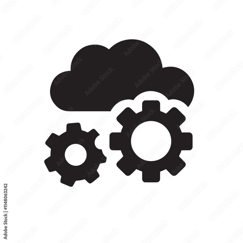 Cloud computing gears icon. Cloud computing gears icon.