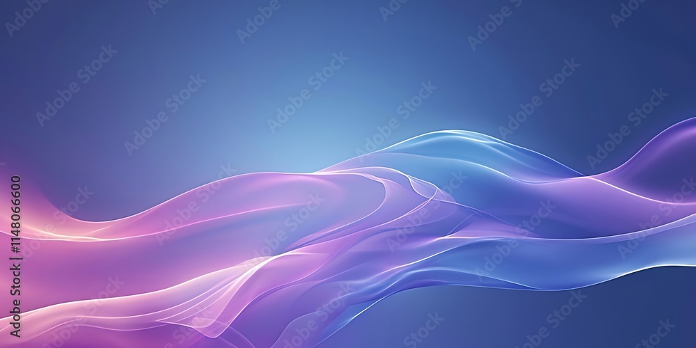Abstract purple and blue flowing wave design on a dark blue background. Abstract purple and blue flowing wave design on a dark blue background.