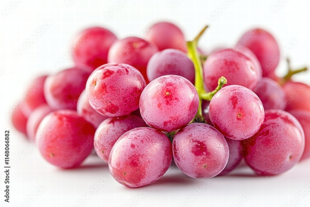 Fresh, Juicy Red Grapes Piled Together on White Background Perfect for Healthy Eating, Snacks, Smoothies, and Culinary Delights in Stock Photography Fresh, Juicy Red Grapes Piled Together on White Background Perfect for Healthy Eating, Snacks, Smoothies, and Culinary Delights in Stock Photography