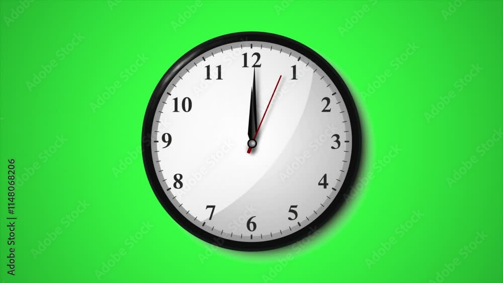 Wall Clock with First 30 seconds of 12 o'clock Wall Clock with First 30 seconds of 12 o'clock