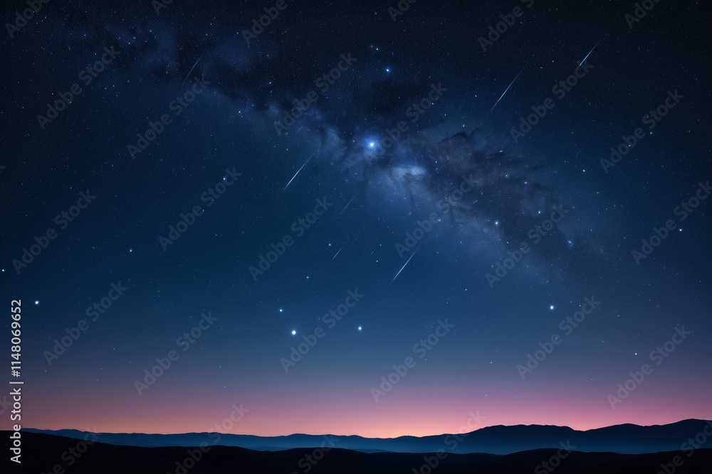 Naklejka premium starry night sky with a few stars and a few shooting stars