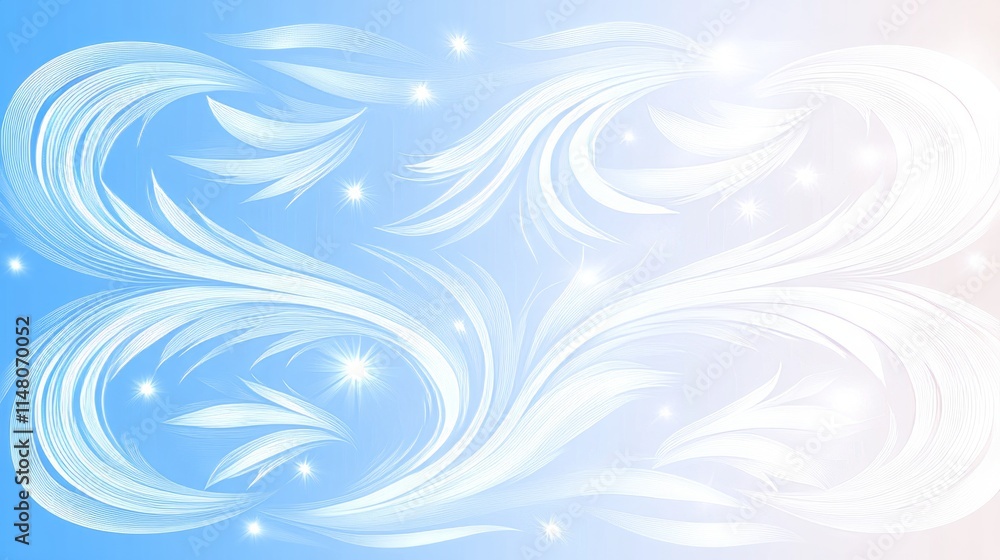 Delicate Light Blue Swirl Design with Glowing Stars Delicate Light Blue Swirl Design with Glowing Stars