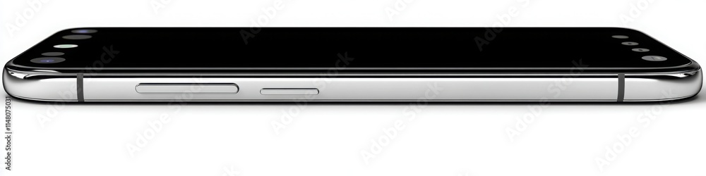 Side view of a modern smartphone with a sleek design and metallic frame, ideal for technology-themed banners and illustrations.
Side view of a modern smartphone with a sleek design and metallic frame, ideal for technology-themed banners and illustrations.